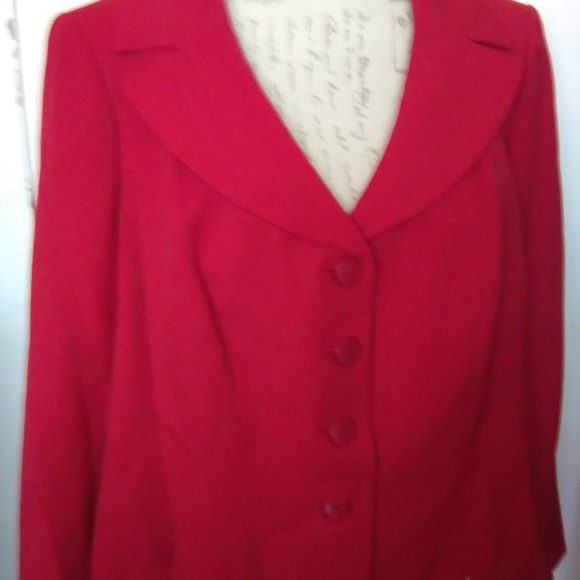 SIZE 16W LE SUIT RED BLAZER BUTTON UP - Picture 1 of 2